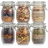 Snaiio 25oz Airtight Glass Jars with Lids, Set of 6 Food Storage Containers & Canisters, Clear Mason Jars with Clamp Seal for Canning, Cereal, Coffee, Pasta, Sugar, Beans & Spices