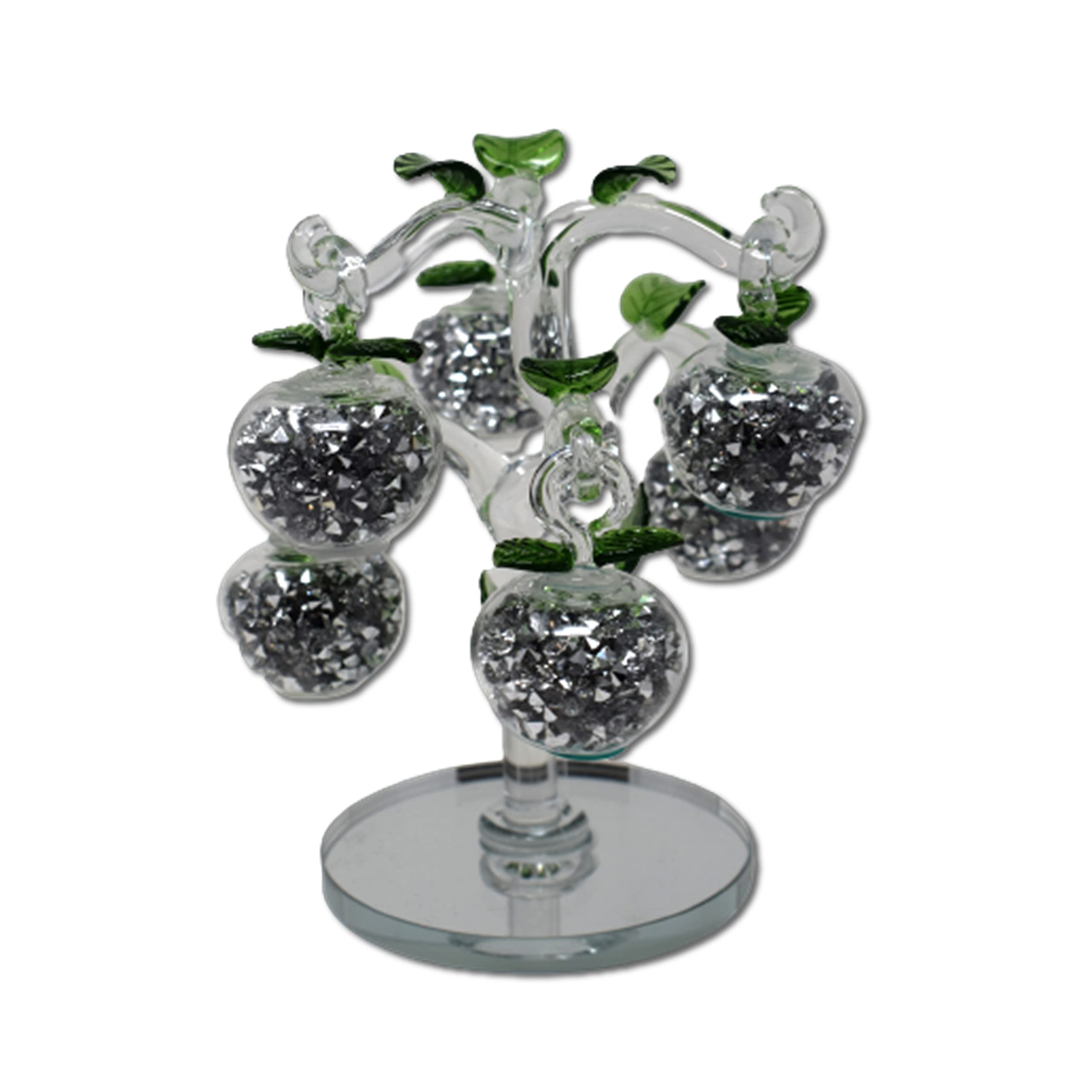 Glass Sparkle Ornament Bling Crushed Diamond Gift |Decorative Crystal Glass Apple Tree for living room home decoration | Crushed Diamond Display | Wedding Anniversary, Birthday Present, Home Decor