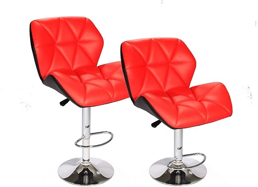 Amazon.com: BestOffice Set of (2) Red Bar Stools Leather Modern