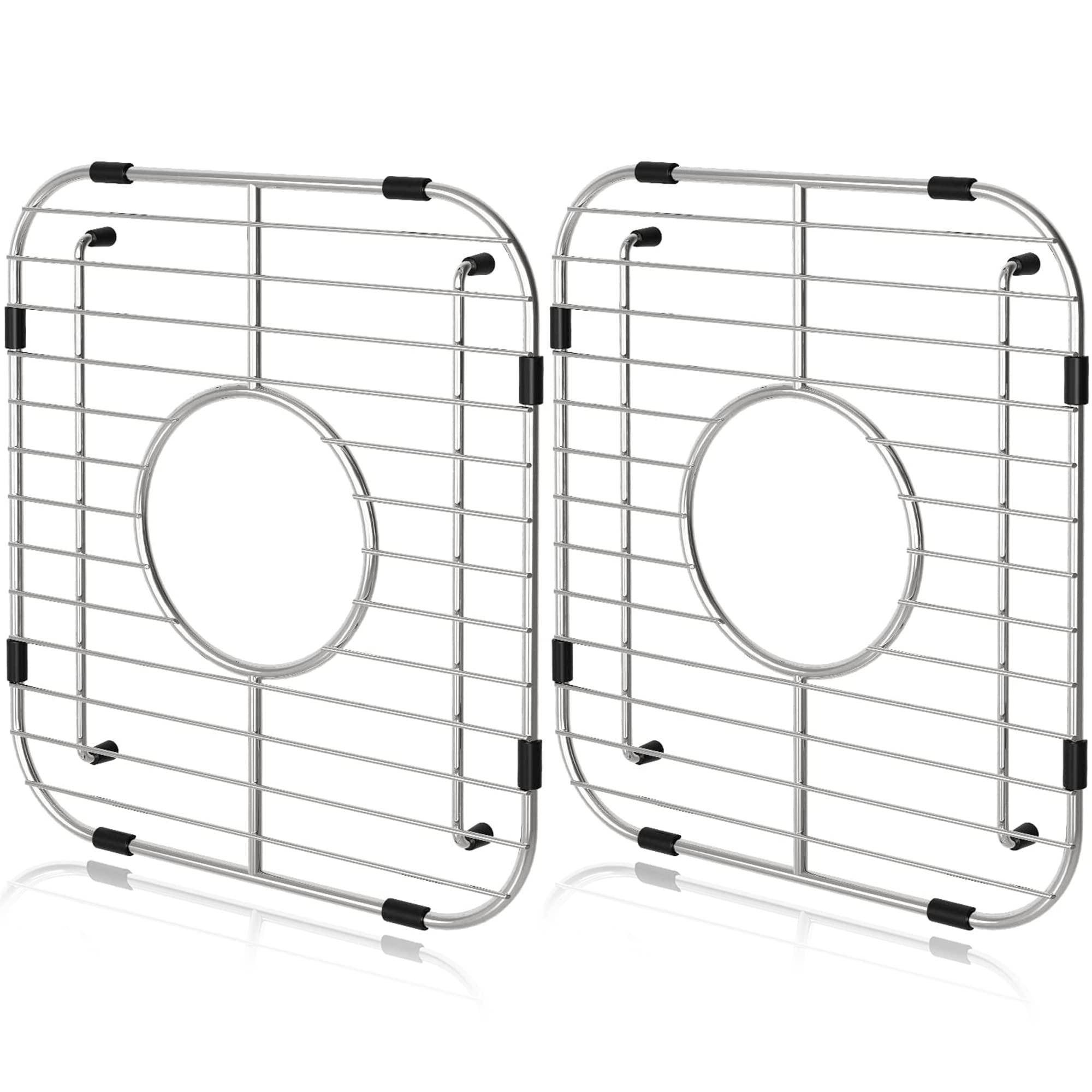 Photo 1 of Orgneas Sink Protectors for Kitchen Sink, Universal Double Bowl Sink Bottom Grid 12.5"x10.5"x1.25", 304 Premium Stainless Steel Kitchen Sink Protector Grid Sink Grate Rack Centered Drain 2 Packs
