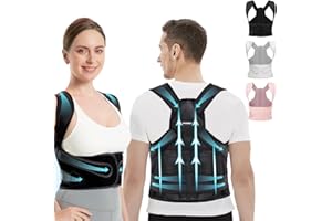 Vicorrect Posture Corrector for Women and Men: Back Brace Support - Shoulders Straightener Relieve Upper Back Pain (Black, Me