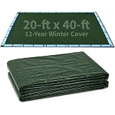 Blue Wave Arctic Armor 20x40-ft Rectangular In-Ground Pool Winter Cover | Solid polyethylene, black underside, heat-sealed seams, grommets, cable, winch, extra 5-ft overlap, 12-yr support, green