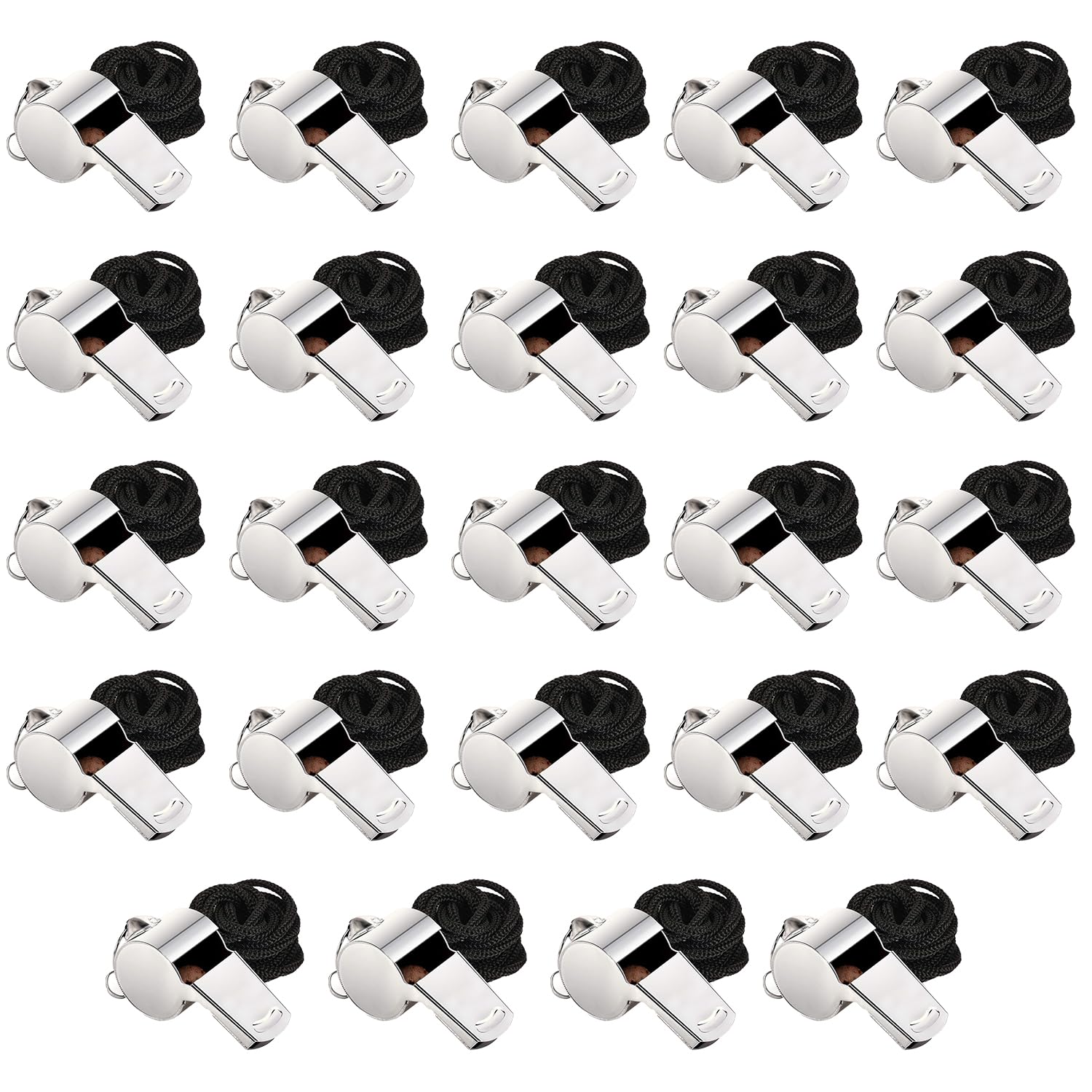 NAUZE Metal Whistles Super Loud Sports Whistle with Lanyard Stainless Steel Survival Safety Whistle for Coaches Referees Polices School Emergency (24)