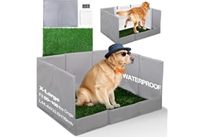 HQ4US 4LEGS Dog Grass Pad with Tray Foldable Dog Litter Box High Walls, Odor Free Artificial Grass for Dogs Potty, Pee Pad Holder, Seamless, No Assembly, Waterproof, Easy Clean, Portable for Travel