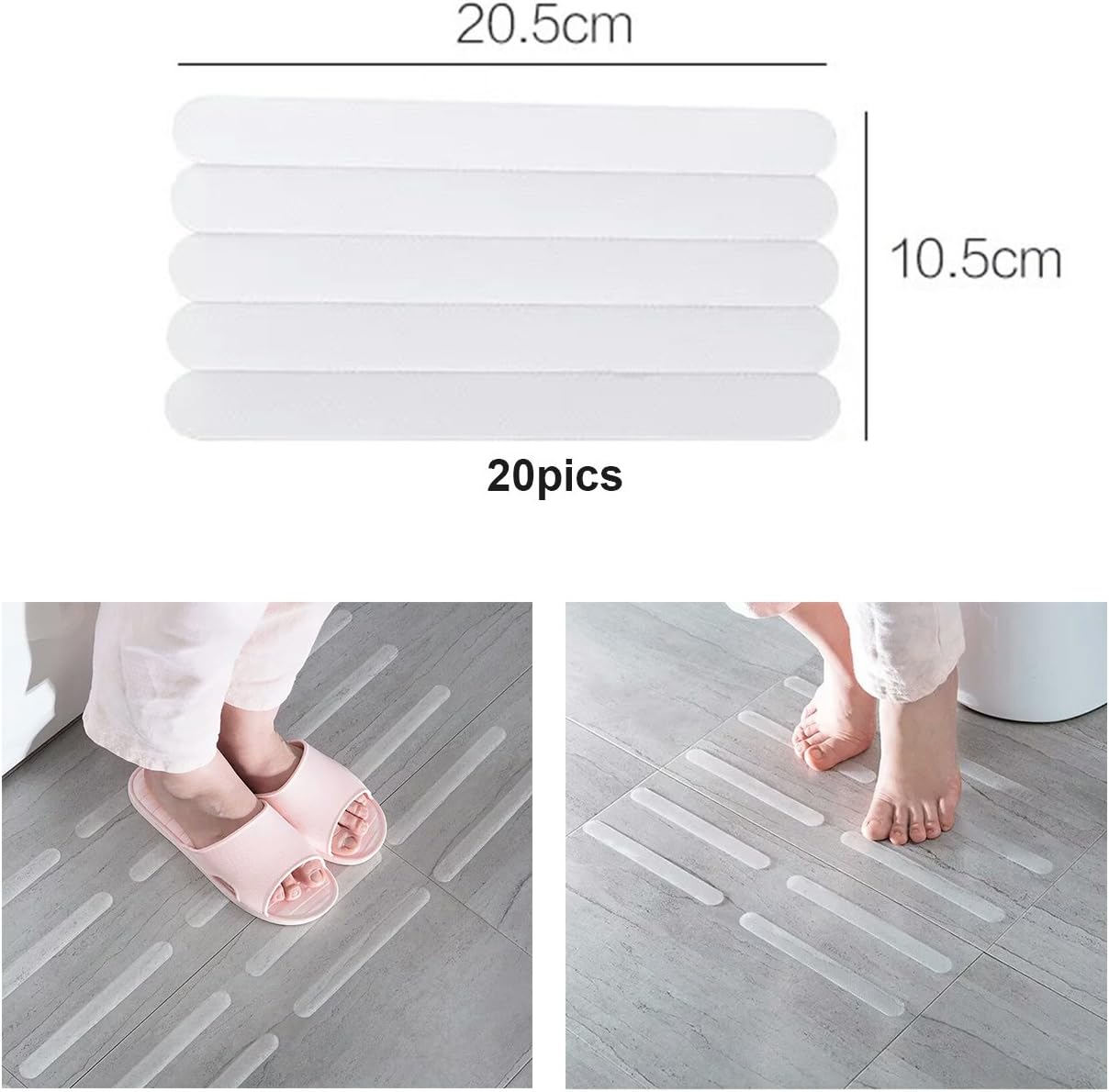 Anti-slip Strips, Safety Anti Slip Shower Stickers, Bathtub Stickers Non Slip , Anti Skid Treads Tape for Shower,Tub,Steps, Floor-Strength Adhesive Grip Appliques for Baby,Senior,Adult 80.8In 24 pcs: Home & Kitchen