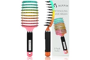 HIPPIH Detangler Brush for Thick, Curly, and Natural Hair - Boar Bristle Vented Hairbrush for Detangling and Blow Drying, Suitable for Women and Men