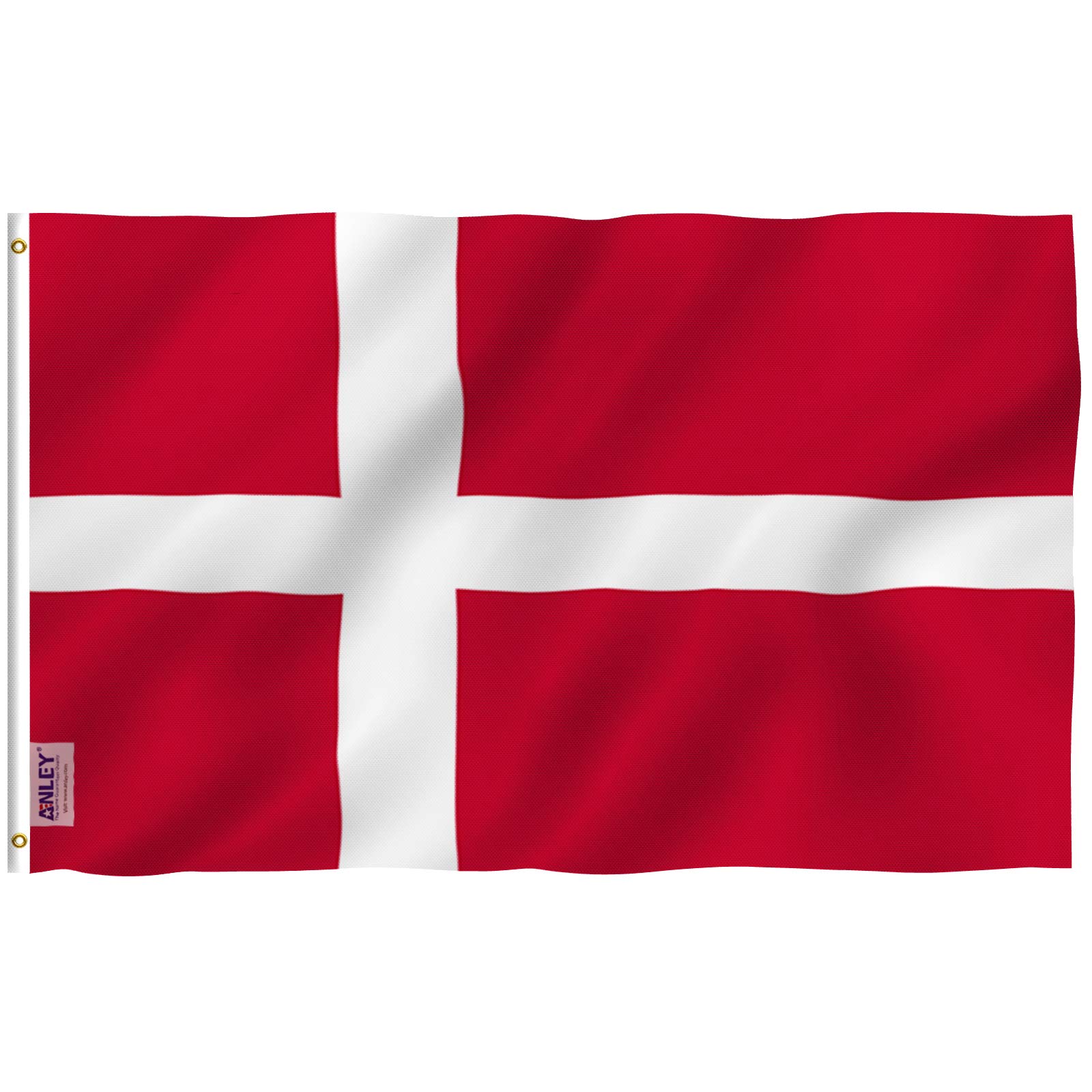 ANLEY Fly Breeze 3x5 Foot Denmark Flag - Vivid Color and UV Fade Resistant - Canvas Header and Double Stitched - Danish Dane National Flags Polyester with Brass Grommets 3 X 5 Ft
