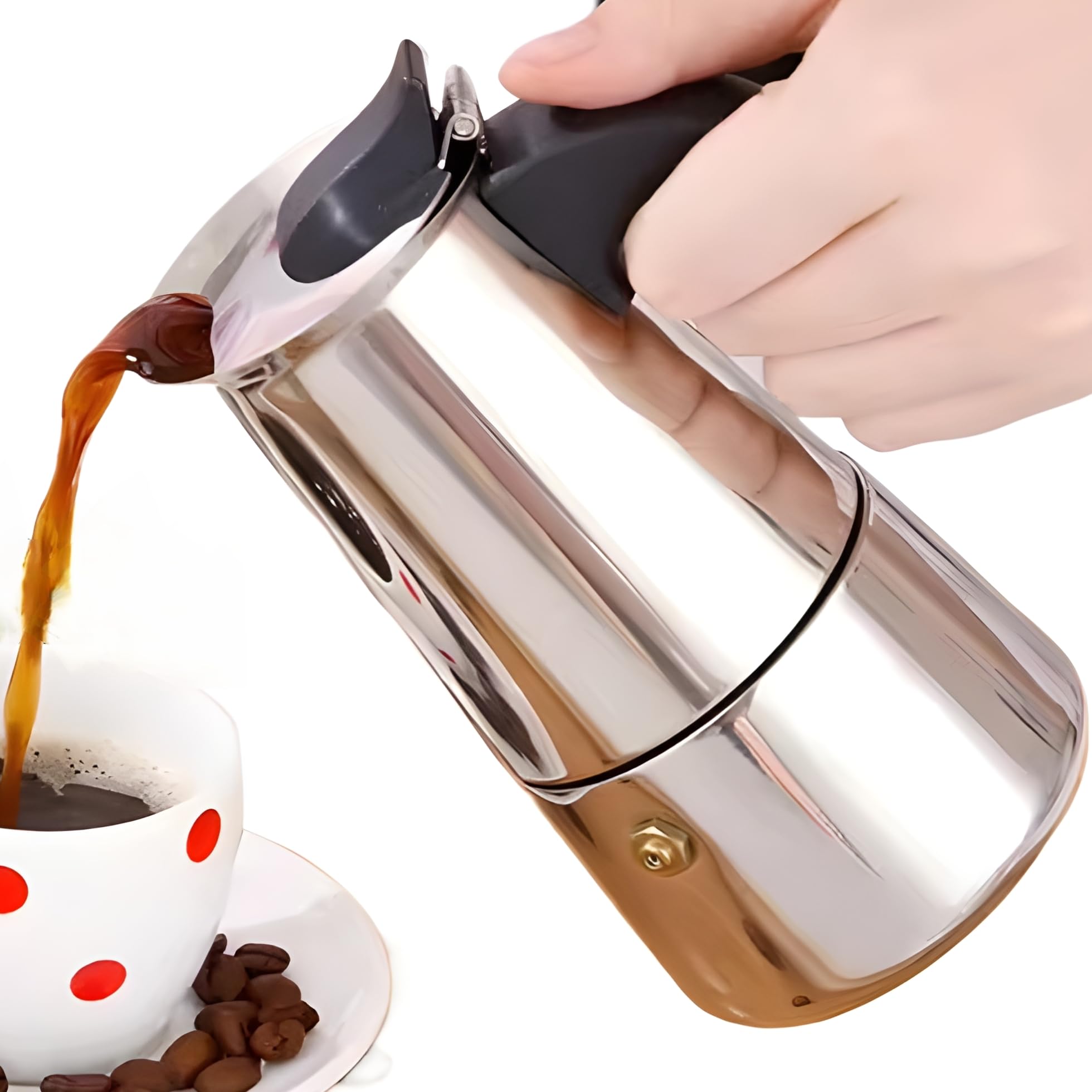 Photo 1 of DeeKleen Stainless Steel Moka Pot Espresso Maker,Stovetop Moka Pot, Percolator Coffee Pot,Italian Coffee Maker,Cuban Café Brewing,Greca Coffee Maker (6 CUP)