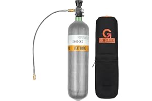 Gurlleu 30 Cu.Ft Carbon Fiber Tank 4500 PSI Filling Station & Charging System for PCP Paintball HPA Air Guns Scuba SCBA (Tank & Dual Valve Set & Carrier Bag)