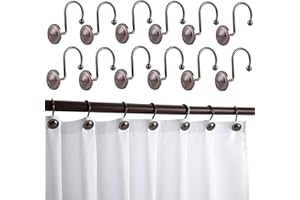 Shower Curtain Hooks Set of 12, Decorative Metal Rustproof Shower Curtain Hangers for Bathroom, Retro Bathroom Hangers Rings,