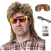 Lotfon Men's 80s Mullet Wig, Retro Rocker Costume for Halloween, 80s Themed Party & Cosplay(Light Brown)