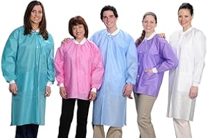 ValuMax 3560MBL Easy Breathe Cool and Strong, No-Wrinkle, Professional Disposable SMS Knee Length Lab Coat, Medical Blue, L, Pack of 10