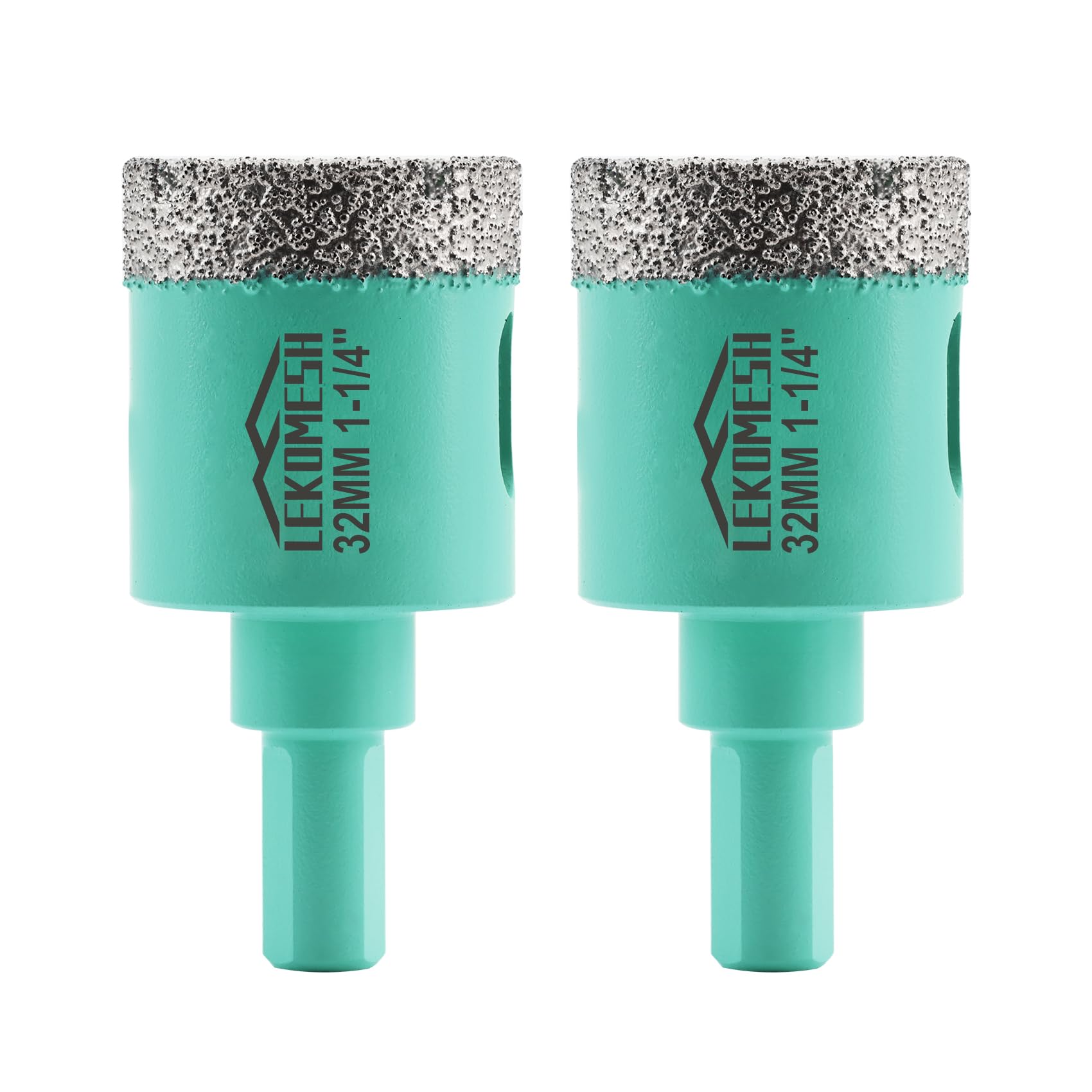 Diamond Core Drill Bits 2pcs-32MM - LEKOMESH Tile Hole Saw with Triangle Shank for Porcelain Tile Ceramic Granite Marble Masonry Stone,Vacuum Brazed Diamond Drill Bits
