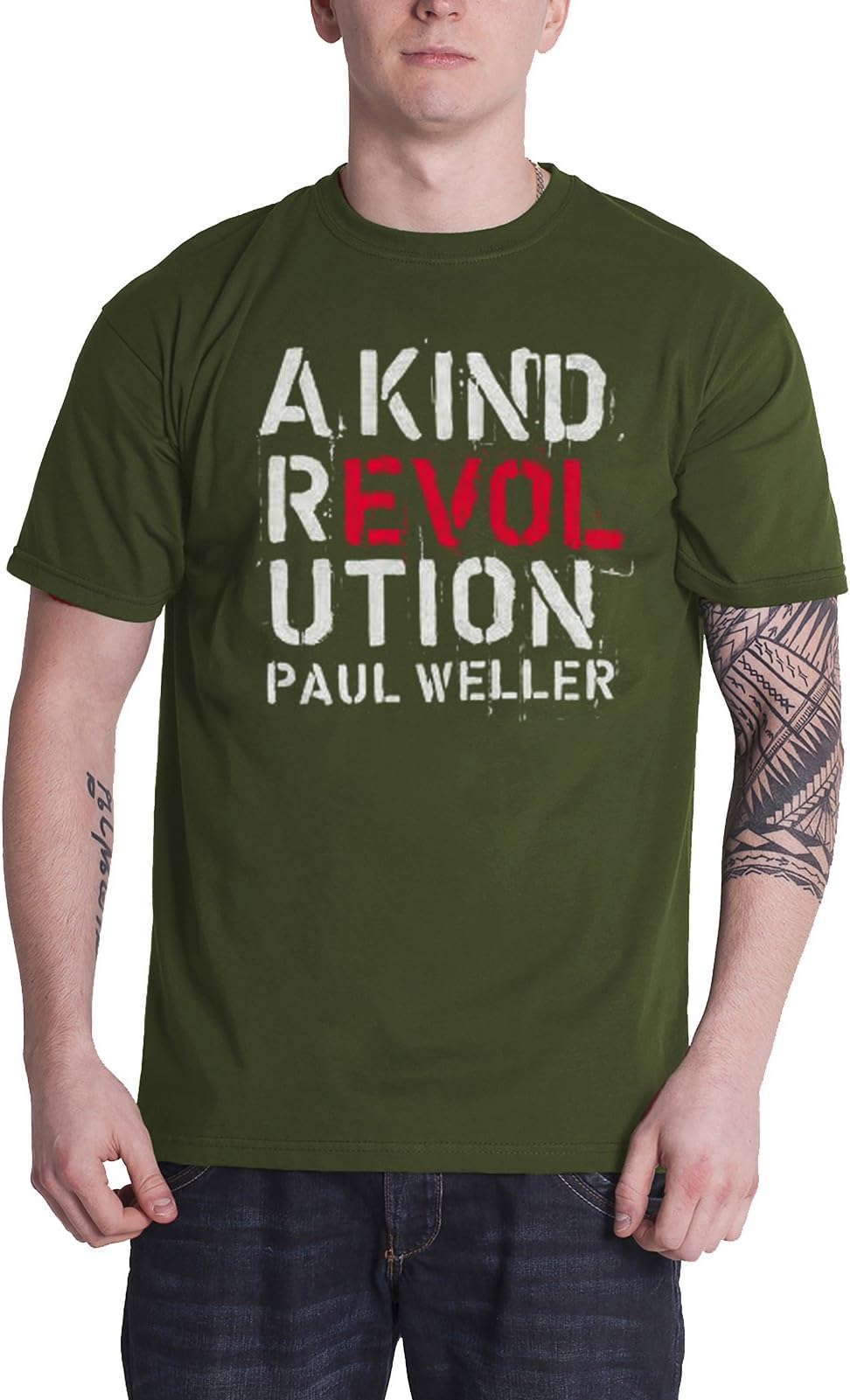 Paul Weller T Shirt A Kind Revolution Album Cover Logo Official Mens Green L