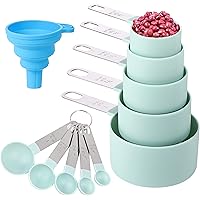 Measuring Cups and Spoons Set of 10 Pieces，Nesting Measure Cups with Stainless Steel Handle，for Dry and Liquid Ingredient （la