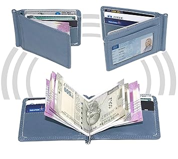 Storite PU Leather Bi-Fold Credit Card Case ID Card Holder Slim Wallet with Money Clip for Men (Blue, 11.5x1.3x8cm)