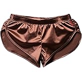 GENEMEN Mens Satin Boxer Briefs Silk Boxers with Pouch Lounge Shorts Split Side Pajama Bottoms Running SweatShorts