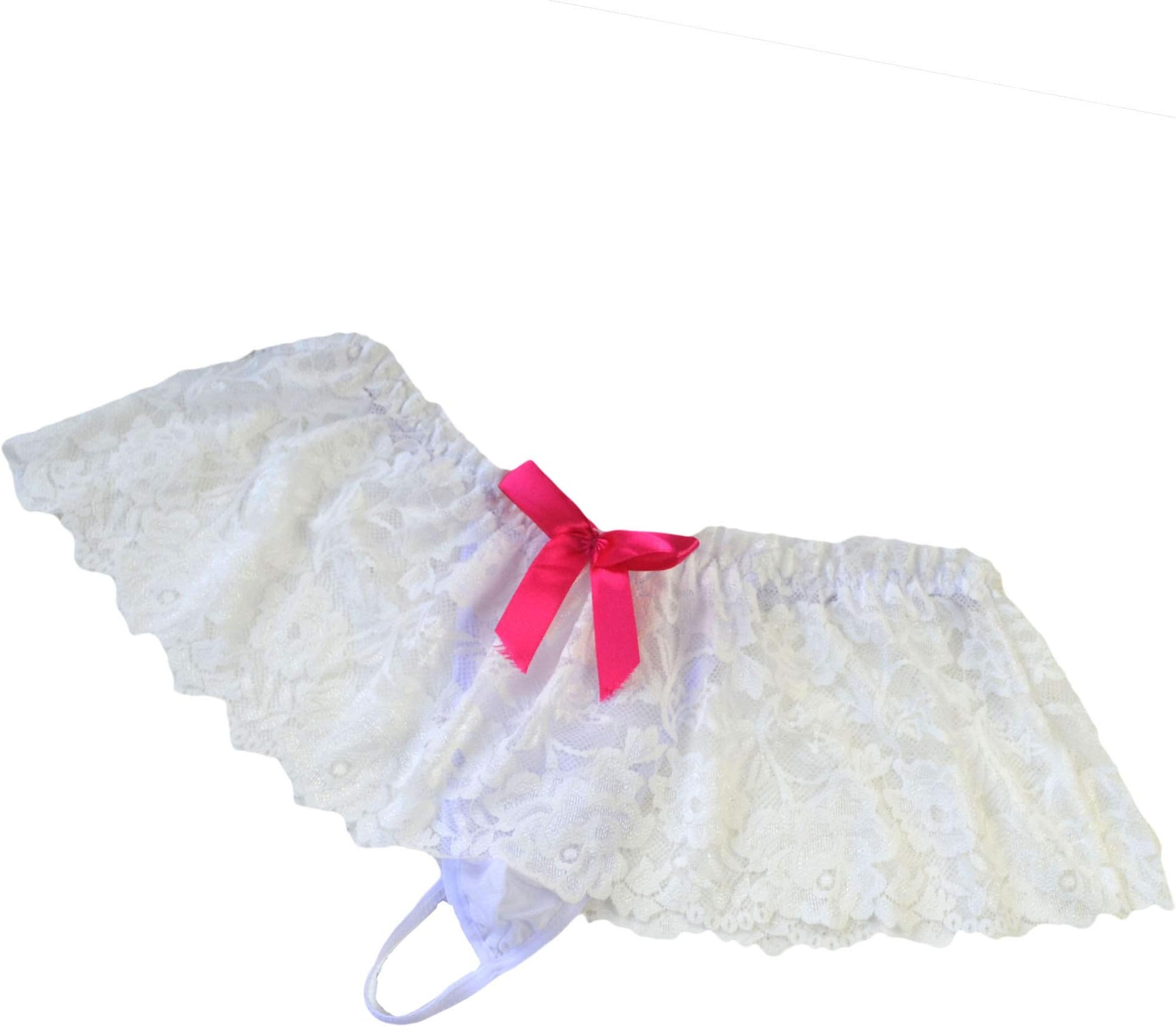 Extlps Transparent Lace Thong G-String Underwear with Skirted Pouch Panties for Sissy Mens