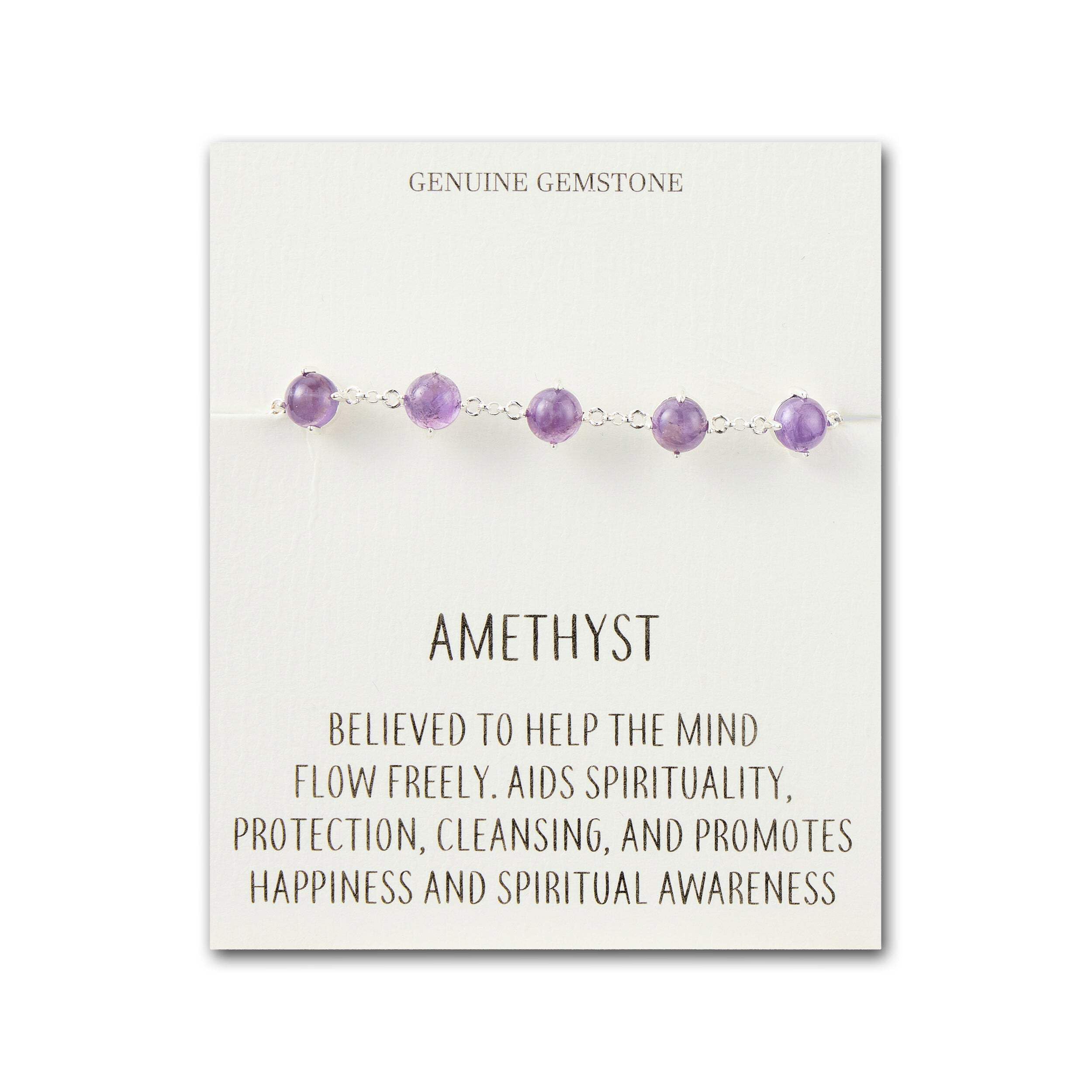 Philip Jones Amethyst Gemstone Bracelet with Quote Card