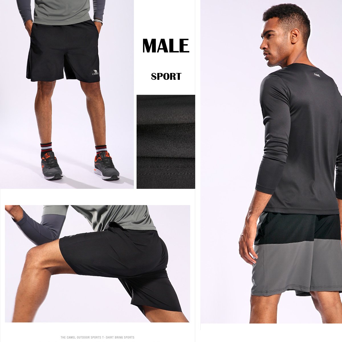 Camel Pantalones Cortos para Hombres Corriendo Pantalones de Entrenamiento de Gimnasio de Secado rápido Cortos atléticos Respirables equipados