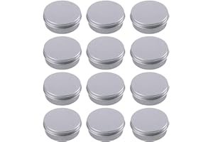 HULLESS 1 Ounce Aluminum Tin Jar Refillable Containers 30ml Aluminum Screw Lid Round Tin Container Bottle for Cosmetic,Lip Balm, Cream, 12 Pack.