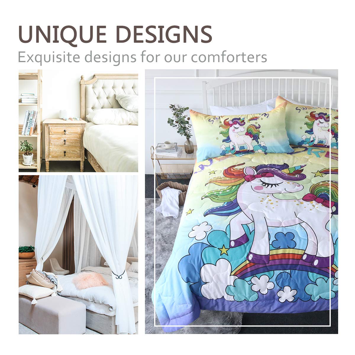 Amazon Com Blessliving 3 Piece Unicorn Comforter Set With Pillow