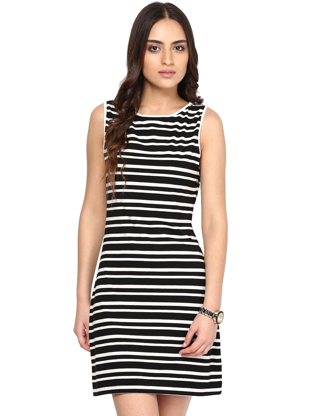 Buy Sleeveless Stripe Jersey Dress (Large) at Amazon.in