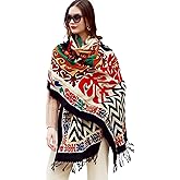 DANA XU 100% Merino Wool Extra Large Pashmina Blanket Travel Scarf Cashmere Wrap for Women Fall Winter Oversize Shawl Floral