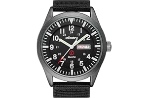 Infantry 5ATM Waterproof Mens Military Tactical Field Watch, Date & Day 12/24Hr Display Watches for Men, Casual Quartz Wristwatch with Nylon Strap