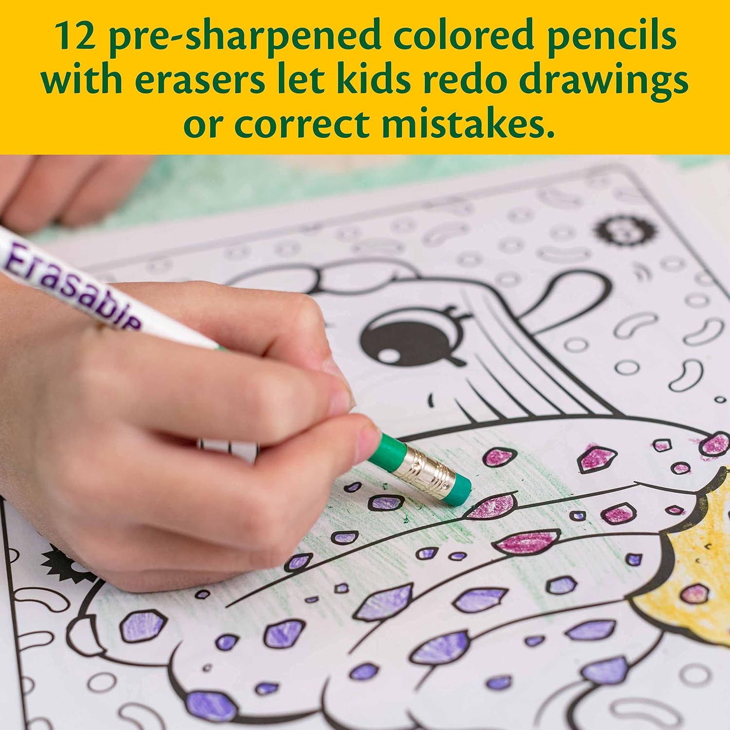 Crayola Erasable Colored Pencils, 12 Non-Toxic, Pre-Sharpened, Kids 4 & Up, Assorted Colors: Toys & Games