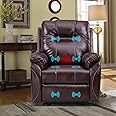 Consofa Power Recliner Chair with Massage and Heat, Extended Footrest, Faux Leather Electric Recliner Chairs for Adults, Recliner Chair with USB Port, 2 Side Pockets for Living Room, Bedroom