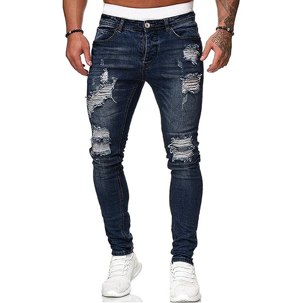 Boys' Stretch Skinny Jeans With Knee Rips - Denim Biker Pants, Sizes 5-13 Years, Black