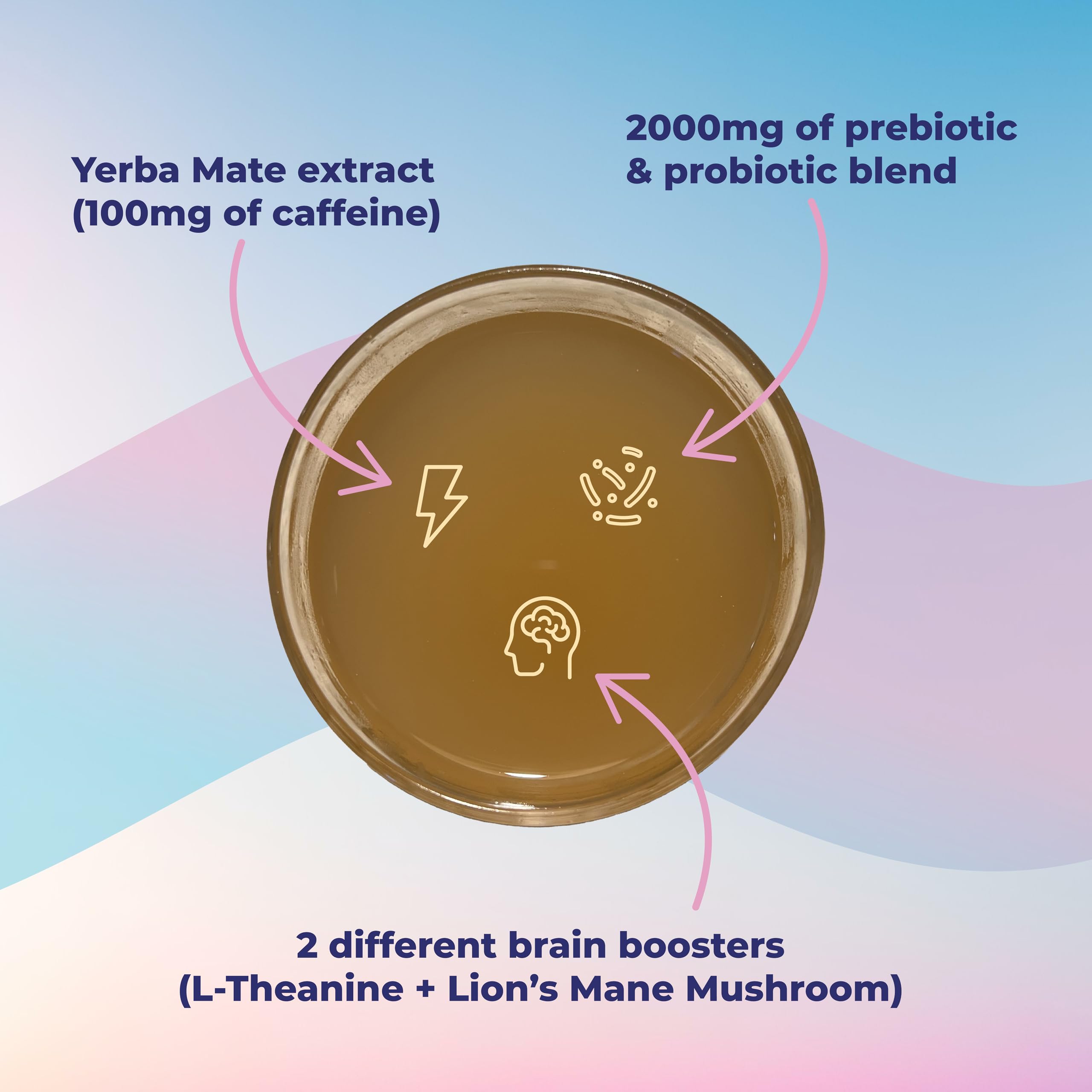 Yerba Magic – Yerba Mate Tea Instant Powder Super Drink with Nootropics, Prebiotics & Probiotics – Clean Energy, Mental Clarity & Gut Wellness | Low Sugar, Natural Caffeine – Peach Mango, 30 Servings