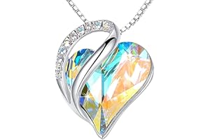 Leafael Gift Necklaces for Women, Infinity Love Heart Pendant with Birthstone Crystals, Silver Plated 18 plus 2 inch Chain, Birthday Jewelry for Wife