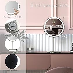 8" Lighted Makeup Mirror with Magnification, 1X/10X