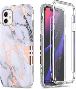 Suritch For Iphone 11 Case With Built In Screen Protector Front And Back 360 Degree Full Body Protection Cover Bumper Shockproof Non Slip Case For Iphone 11 6 1 Inch Marble Black White Gold Amazon Es