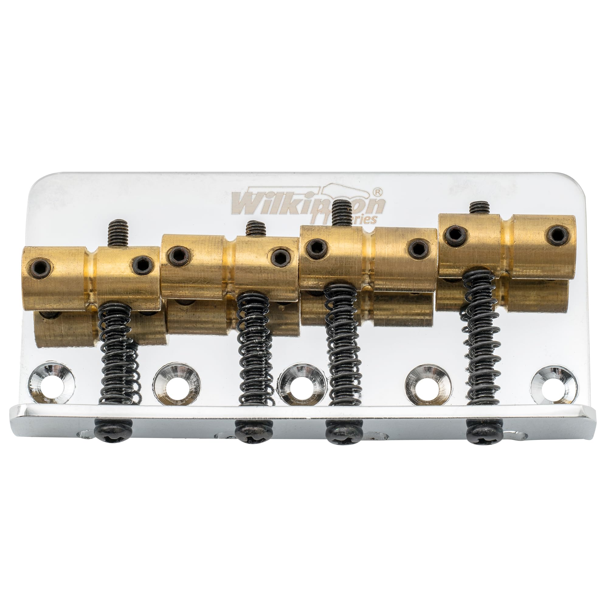 Wilkinson WOB41 57mm(2-1/4 inch) 4-String Bass Bridge Brass Saddles for Precision/Jazz Bass, Chrome