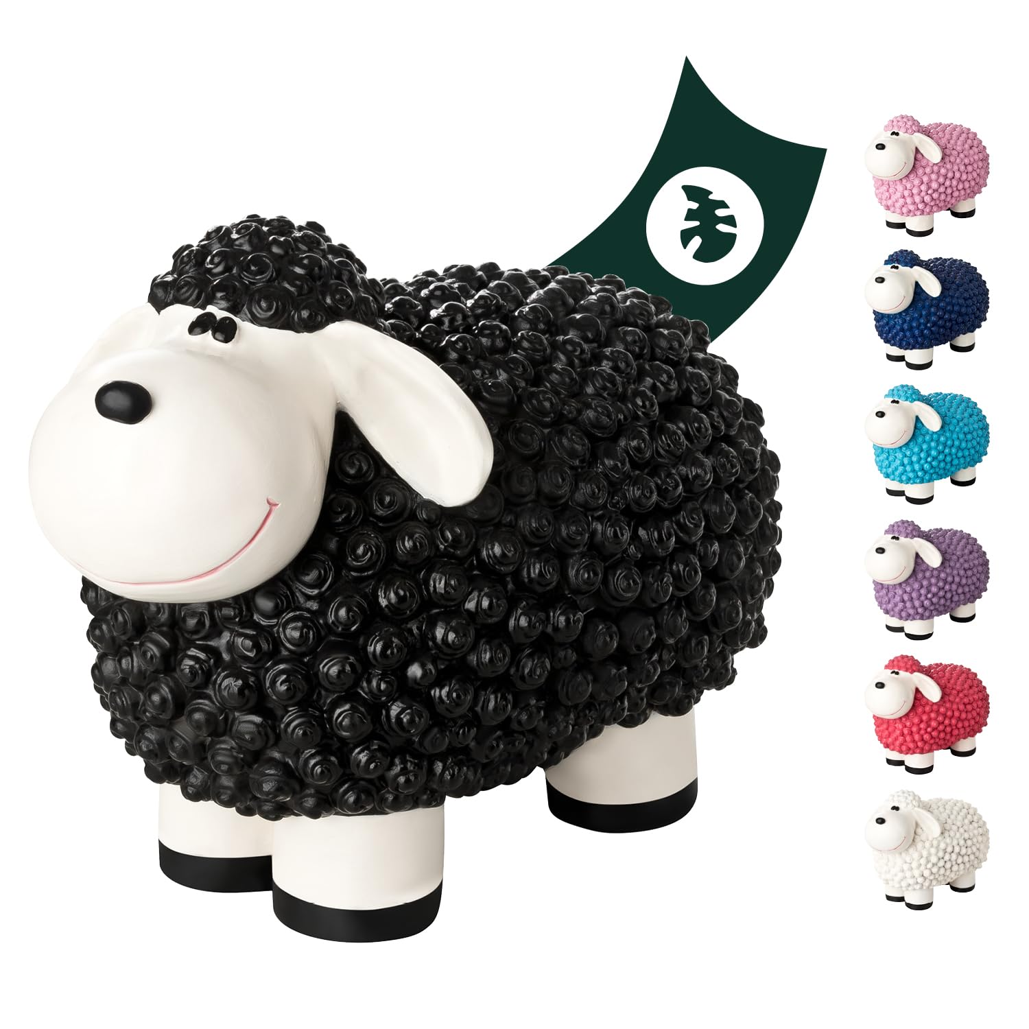 1PLUS factory seconds decorative statue garden statue Molly the Sheep for gardens/outdoor areas (Black)