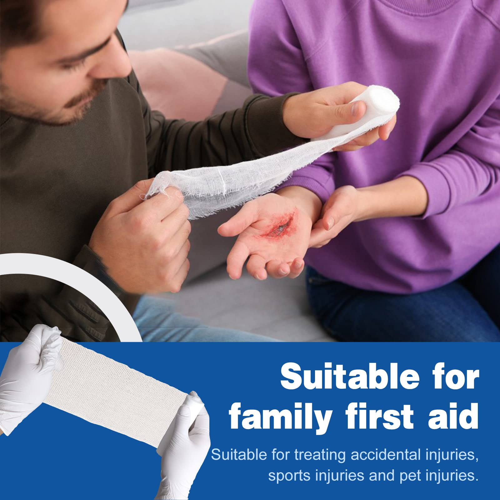 AZEN 90 Pack Gauze Rolls Bandages, 4 in x 4.1 Yards, Premium Medical Supplies & First Aid Supplies, Bandage Wrap Vet Wrap, Mummy Wraps (3 Boxes x 30 Rolls)