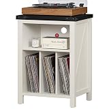 Joaxswe Record Player Stand with Vinyl Record Storage,White Record Player Table Holds up to 160 Albums,Large Wood Turntable Stand Cabinet Dispaly Shelf for Living Room,Bedroom,Office