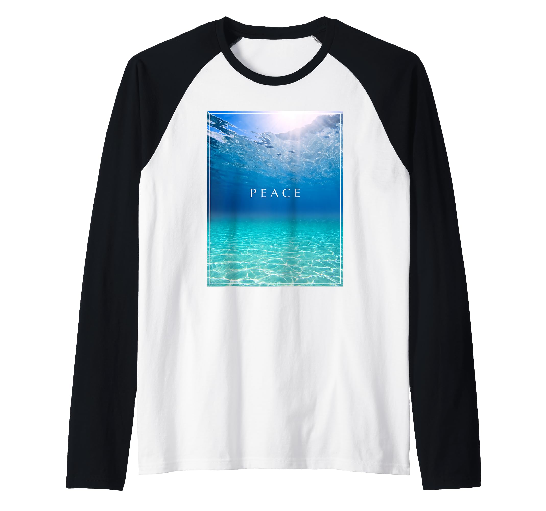 Underwater Ocean Floor Peace Raglan Baseball Tee