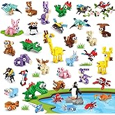 INSOON 30 Packs Animal Party Favors for Kids, 810 PCS Mini Animal Building Block Toy Set for Goodie Bag Fillers Classroom Prizes Easter Birthday Children's Day for Boys Girls Student Ages 6+