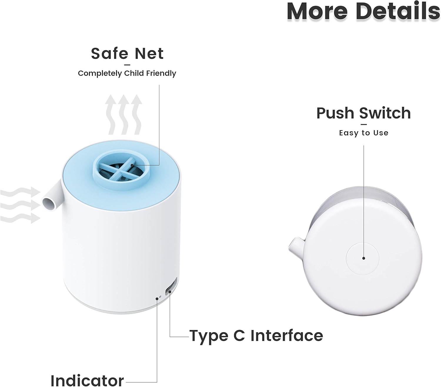 FLEXTAILGEAR Tiny Pump Portable Air Pump Ultra-Mini Air Pump with 1300mAh Battery USB Rechargeable to Inflate Deflate for Pool Floats Air Bed Air Mattress Swimming Ring Vacuum Storage Bags (Grey): Sports & Outdoors