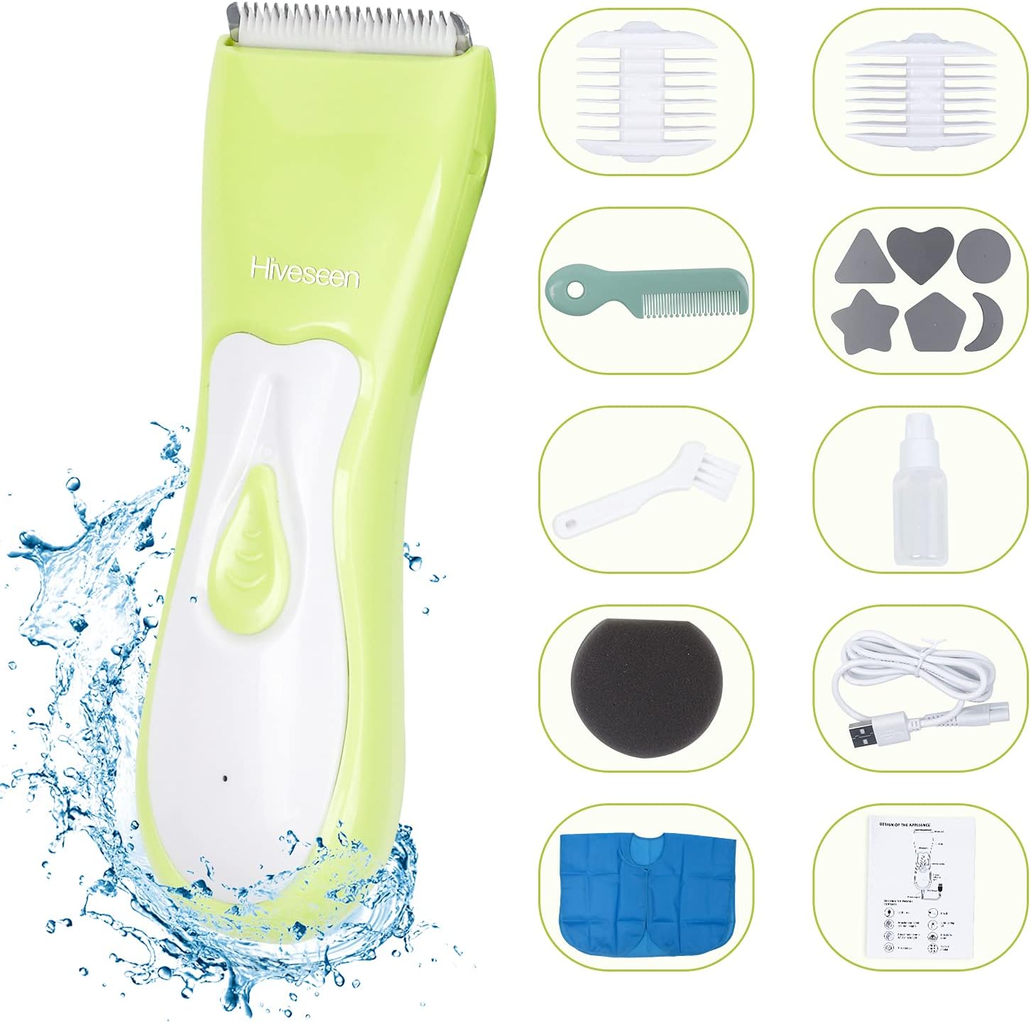 Hiveseen Tondeuse A Cheveux Pour Bebe Silencieux Tondeuse A Cheveux Enfant Etanche Usb Rechargeable Avec Bouchon En Silicone Pour Bebe Enfant Bambin Amazon Fr Bebes Puericulture