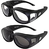 Birdz Eyewear Swallow Foam Padded Motorcycle Riding Glasses 2 Pairs Black Frame Clear/Smoke Lens
