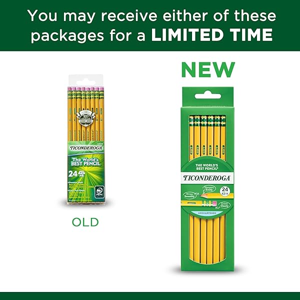 TICONDEROGA® PENCILS, #2 LEAD, MEDIUM SOFT, PACK OF 24