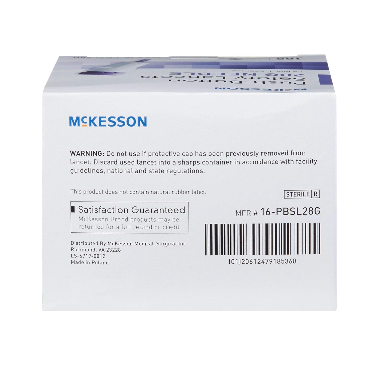McKesson Lancet Push Button 28 Gauge 1.5 mm Depth 1 Box(s), 100 /Box: Industrial & Scientific