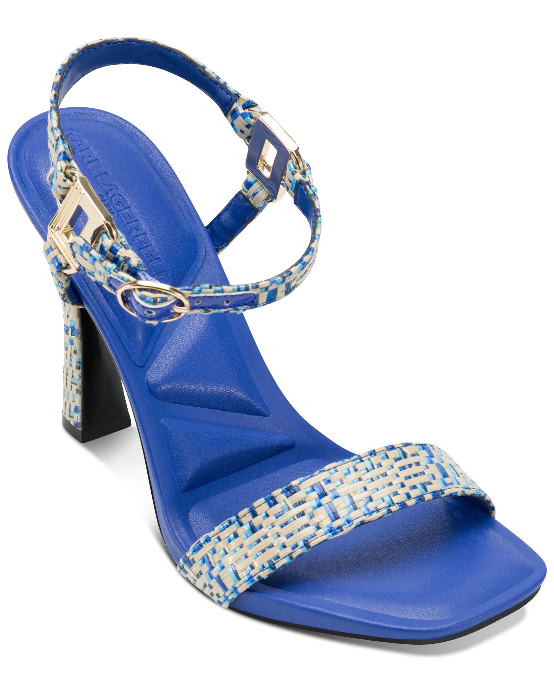 KARL LAGERFELD Paris Women’s Shoes Dress Sandal, Blue Multi, 9.5