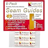 Guidelines4quilting 6-Pack Seam Guides - Peel-and-Stick, Removable Adhesive Leaves No Residue. Accurate Fabric Guide for Sewing. Perfect Height for Double-Layered Fabric. Fits All Sewing Machines