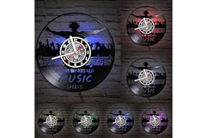 The Geeky Days Where Words Fail Music Speaks DJ Live Party Vinyl Record Wall Clock with Light Concert Musical Quote Music Rec